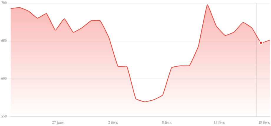 Graphique prix altcoin BNB fevrier 2025
