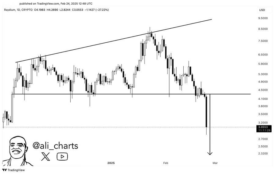 graphique RAY Raydium février 2025