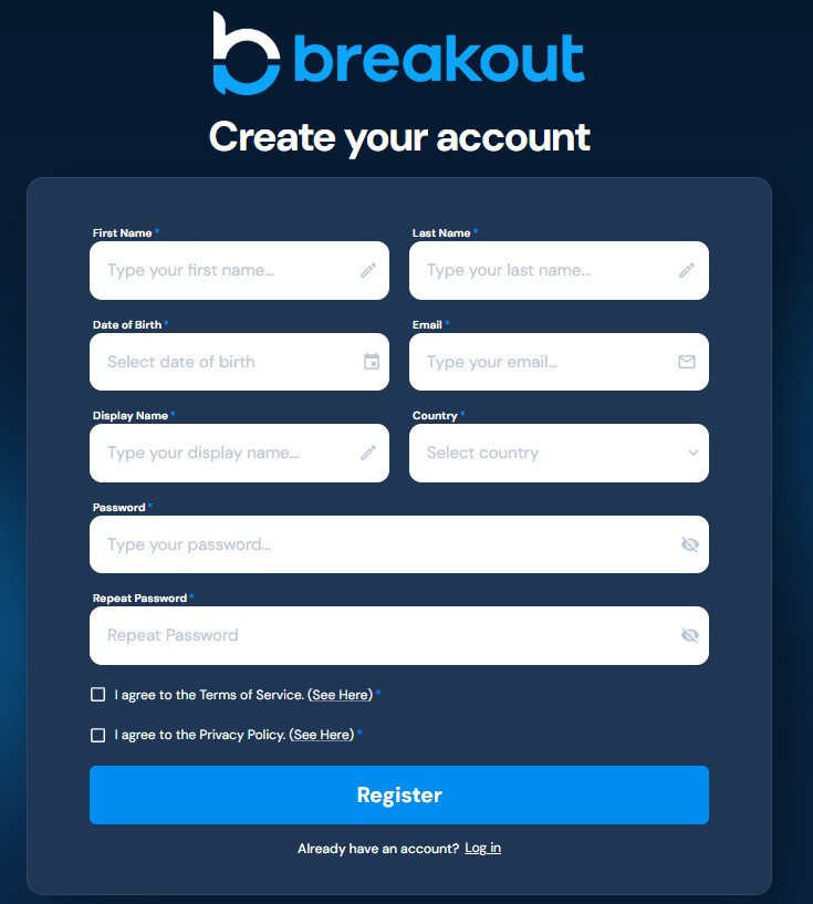 Comment s'inscrire sur Breakout étape par étape