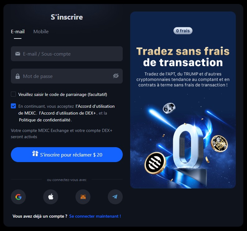 MEXC accueil