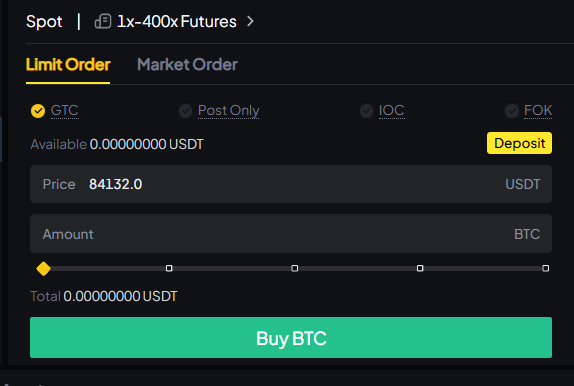 Les types d'ordres pour trader sur Weex