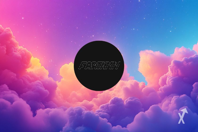 Le logo FARTCOIN sur les nuages