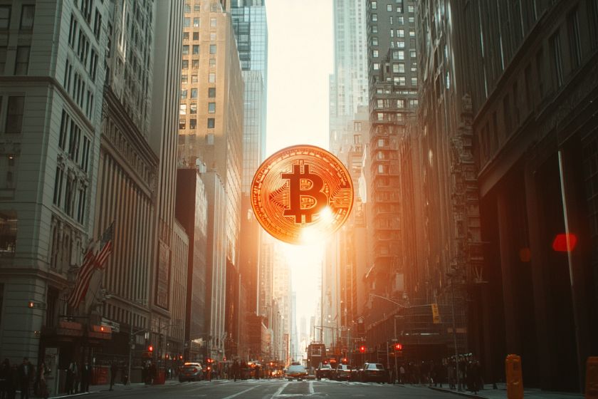 Le logo Bitcoin à New York