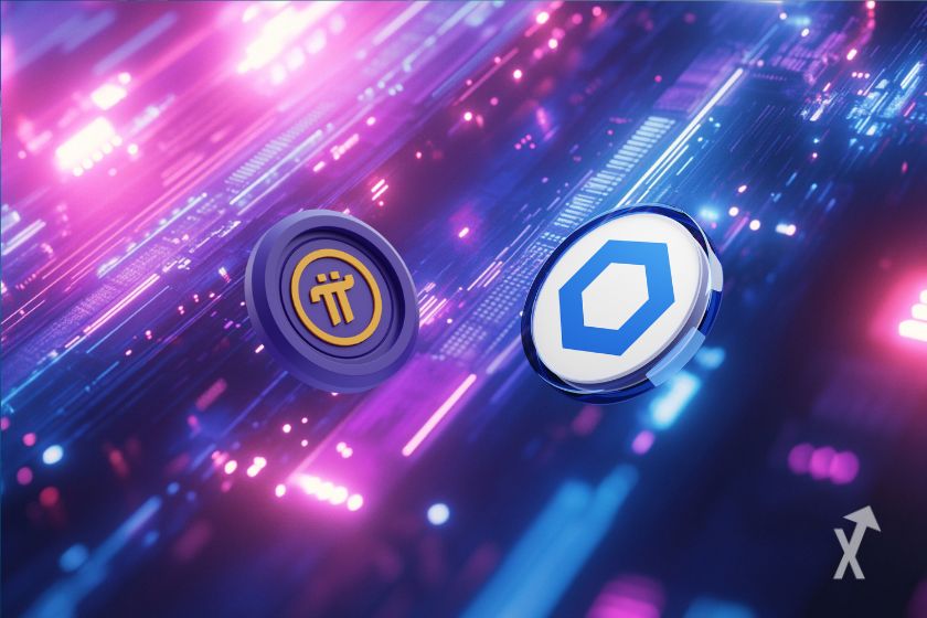 Les logos de Pi Network et Chainlink