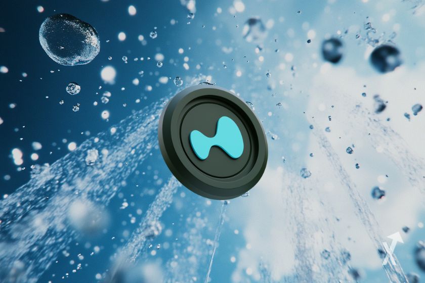 Le jeton HYPE avec des bulles d'eau