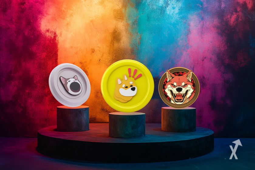 Trois jetons de memecoins