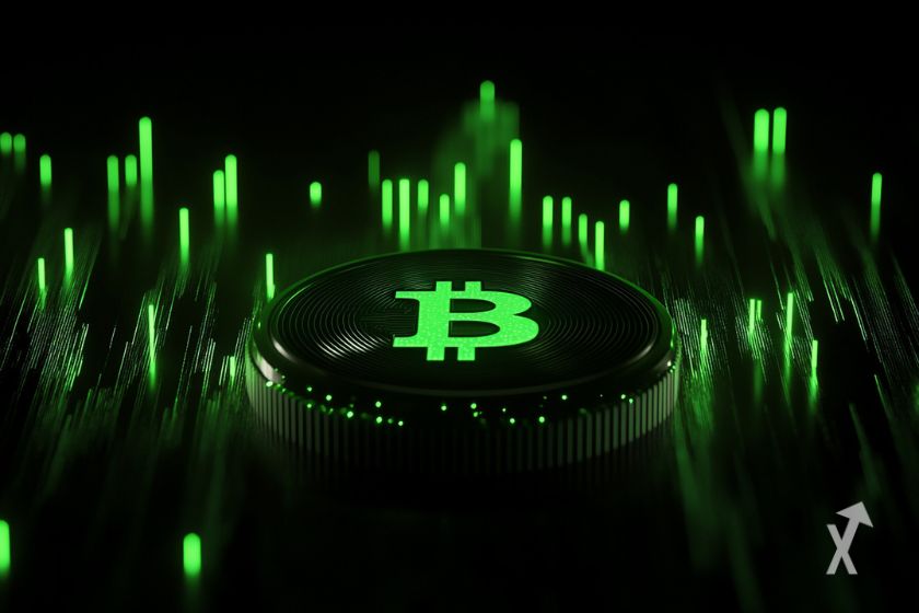 Le logo Bitcoin en noir et vert