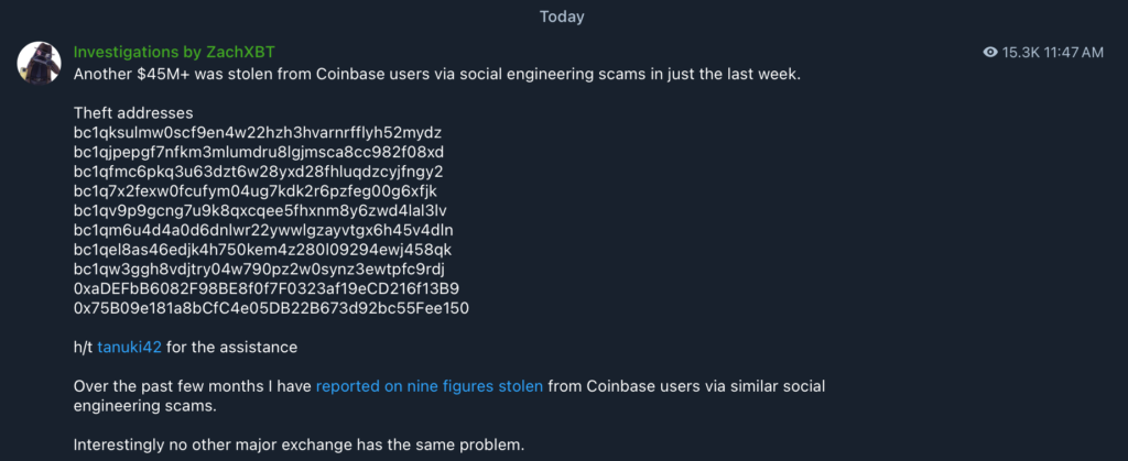 Arnaque crypto sur Coinbase