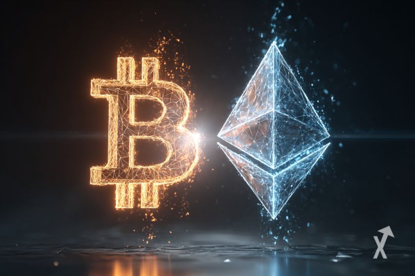 Les logos BTC et ETH