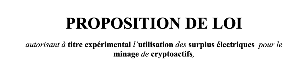 extrait de la proposition de loi 1750 minage Bitcoin france