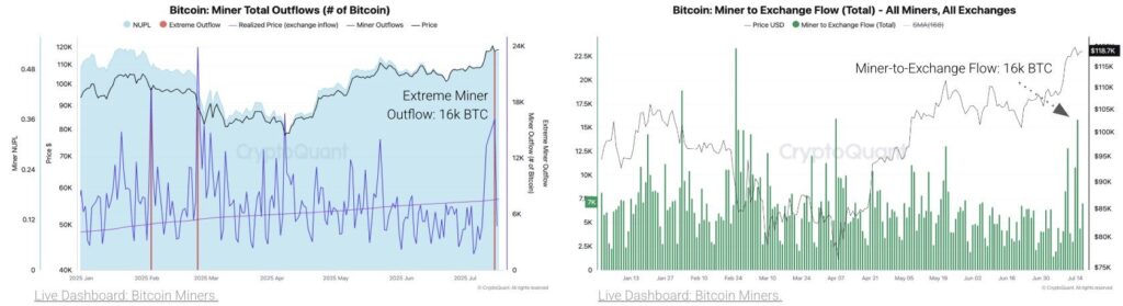 graphique holding des mineurs BTC