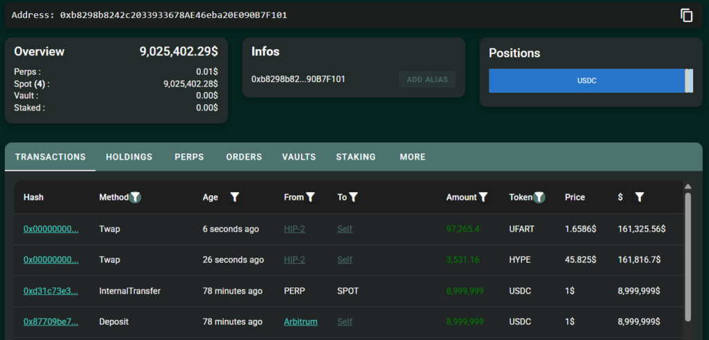  transfert hyperliquid de baleines