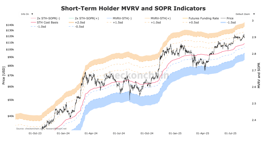 graphique des STH MVRV Bitcoin