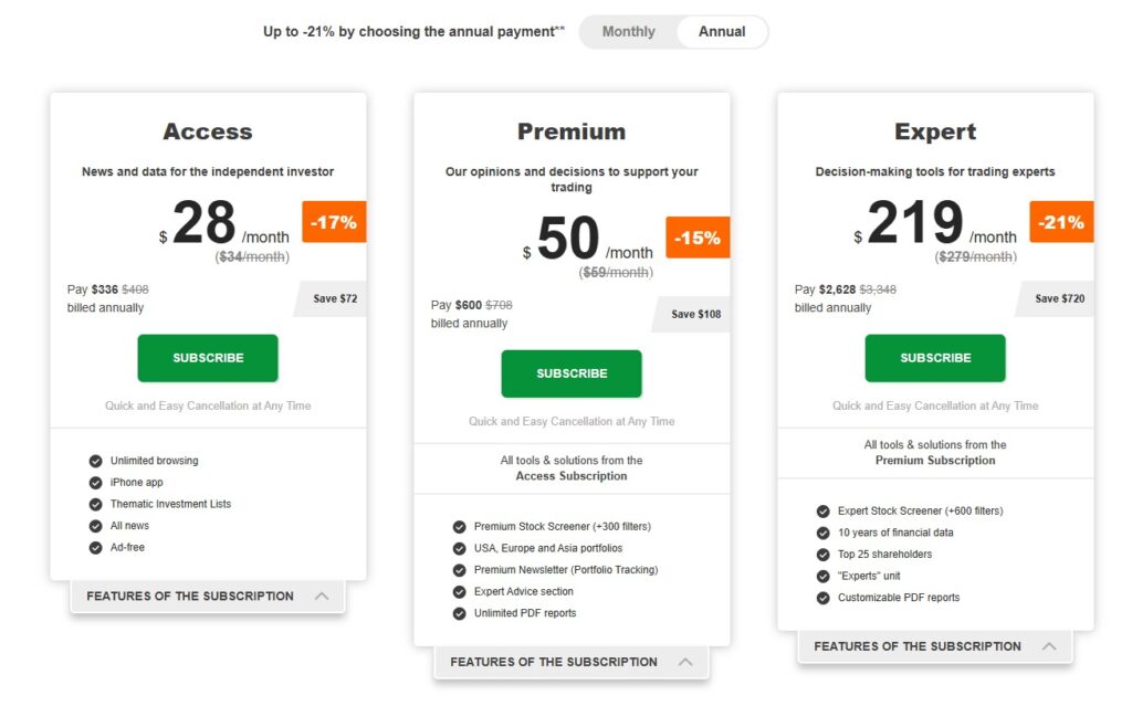 Les abonnements de ZoneBourse
