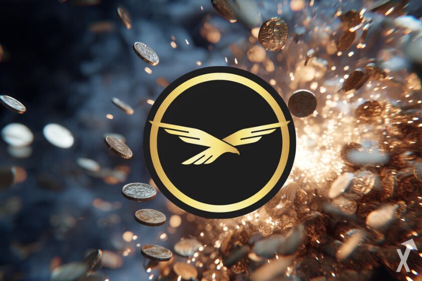 Le logo de WLFI avec un fond d'explosion