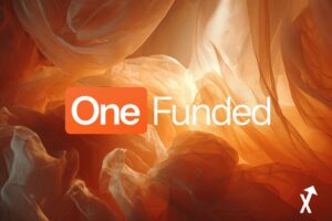 Onefunded logo in orange and white, orange white background