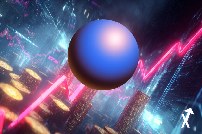 zora token increase in a futuristic environment pink chart