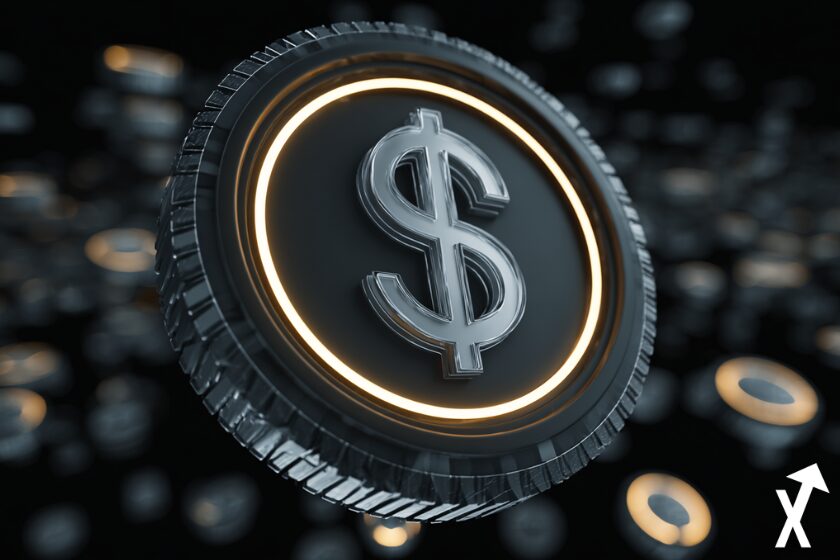 jeton flottant dans un environnement blockchain abstrait, cinématographique, ultra-détaillé, contraste élevé, électricité autour d’un coin sUSDe blanche