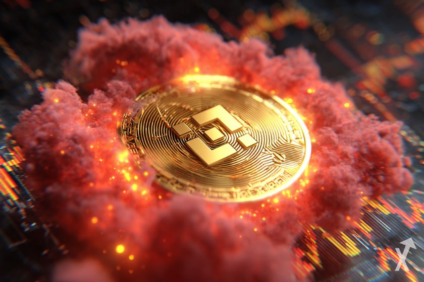 bnb binance coin logo éclairé