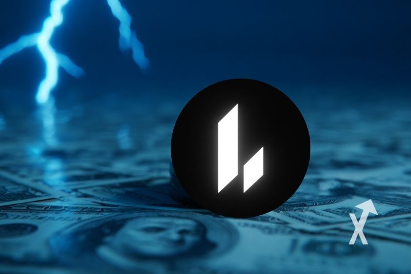 fond bleu avec un éclair bleu clair et un token Lighter en noir en avant