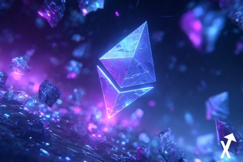 ethereum coin glowing in purple eth crypto vibe