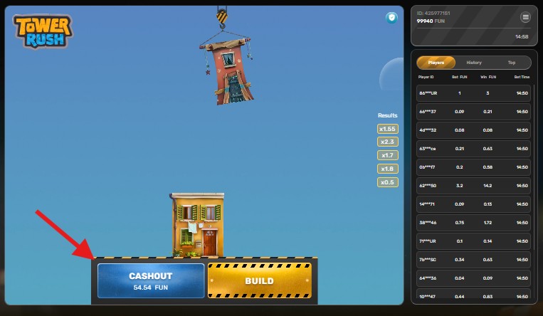 cashout tower rush