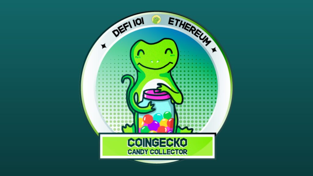 Le logo de CoinGecko Candy sur un fond vert foncé