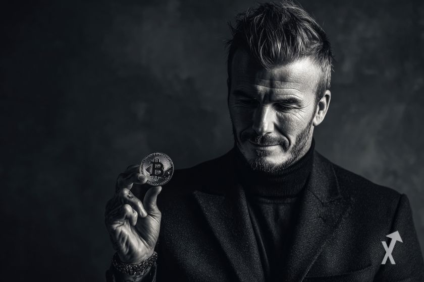 David Beckham tenant un Bitcoin