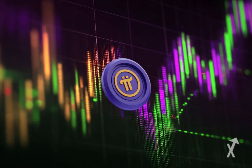 Le token violet de Pi Network sur un graphique multicolor