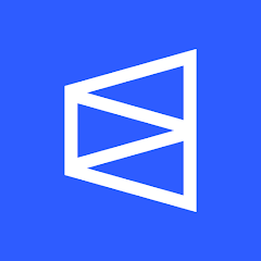 Polymarket logo en blanc sur fond bleu