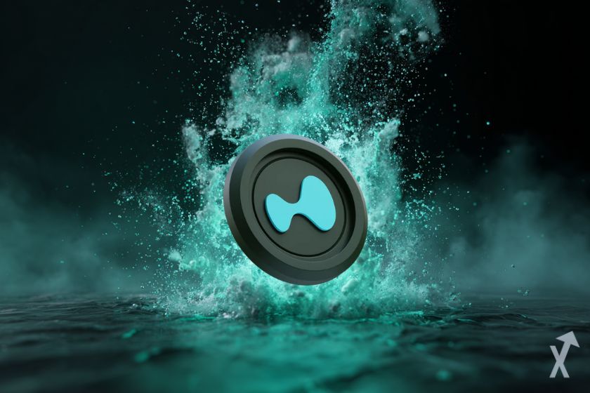 hyperliquid hype avec une explosion lumineuse bleu