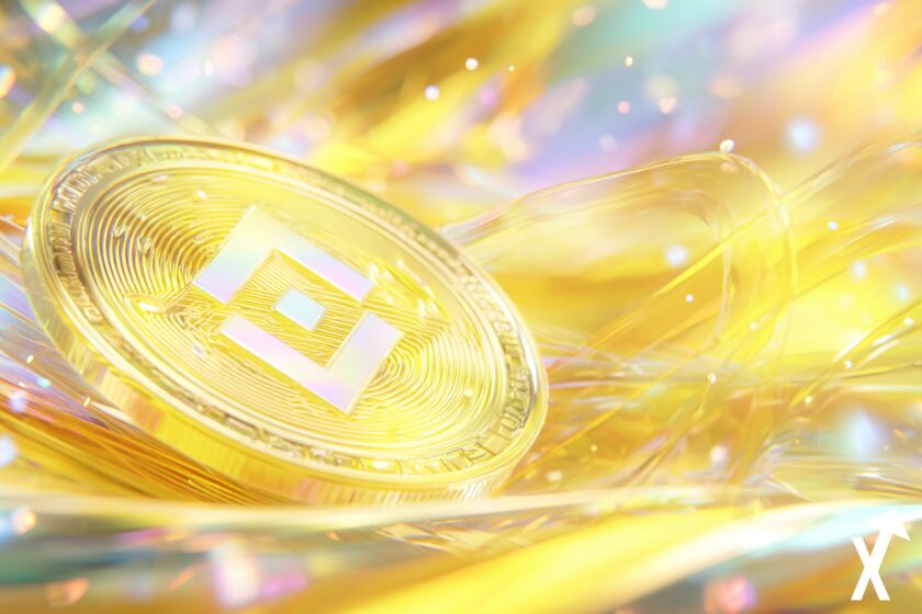 bnb coin jaune blanc blockchain colorée