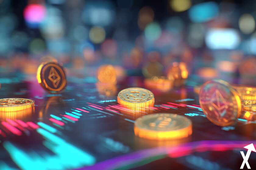 altcoins blockchains representées couleurs vives cryptos