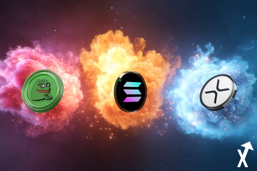 pepe xrp solana coins sur fond explosif cryptos