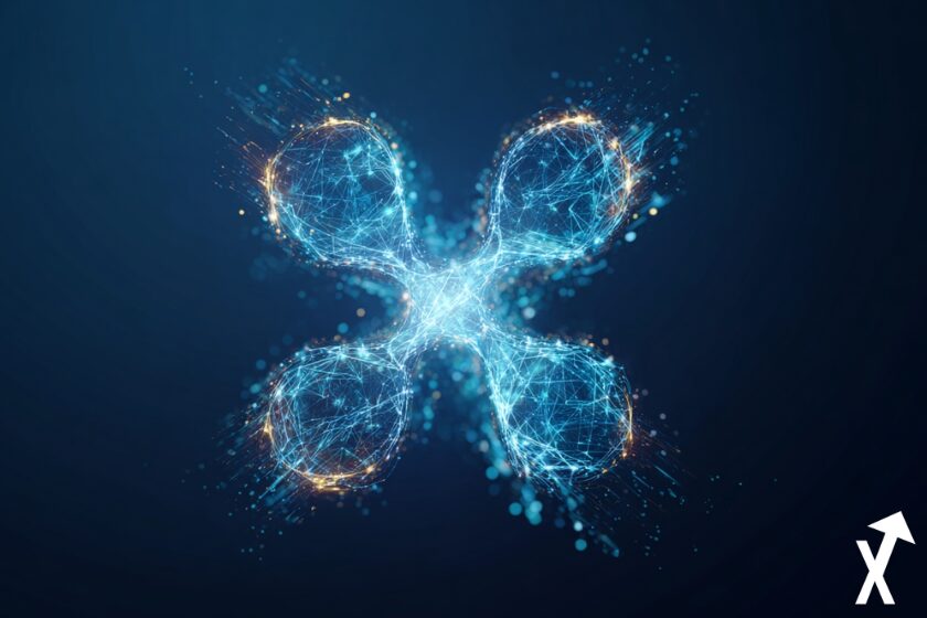 xrp ledger coin bleu intense electrique sur fond crypto
