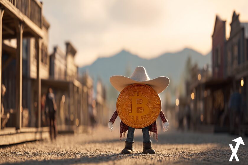 bitcoin cowboy texas sur fond western