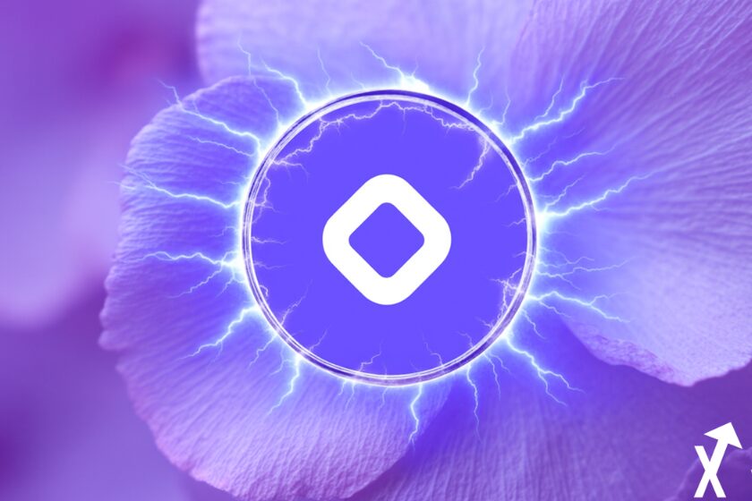 monad coin electric violet sur fond violet blanc