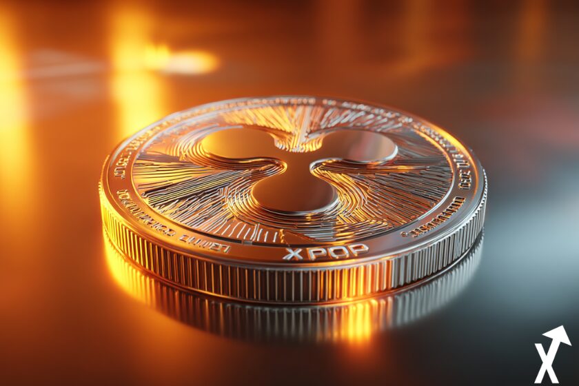 xrp coin argenté sur fond orange silver coloré