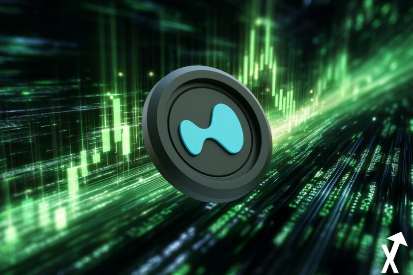 hyperliquid coin vert noir sur fond vert trading chart