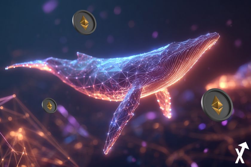 baleine crypto lumineuse 3 jetons coins ethereum eth ocean coloré