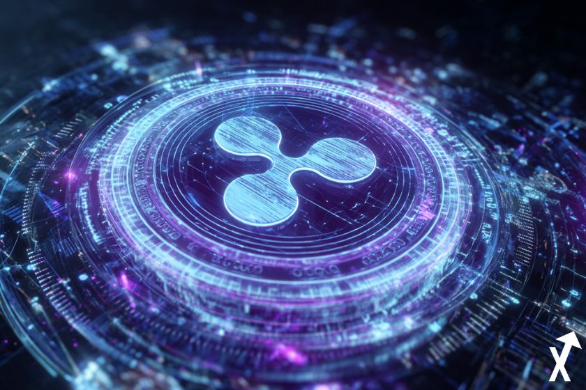 xrp coin bleu sur fond electrique lumineux