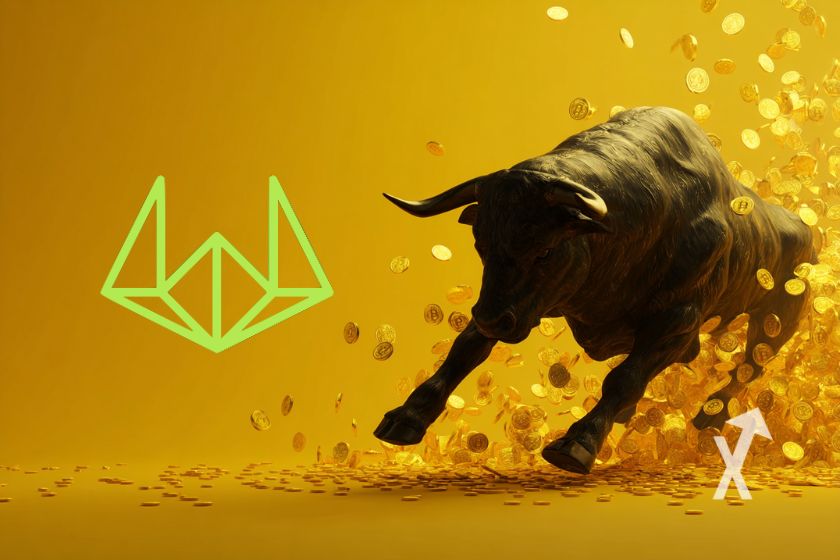 bull sur un fond jaune avec une explosion derrière et un logo Wintermute