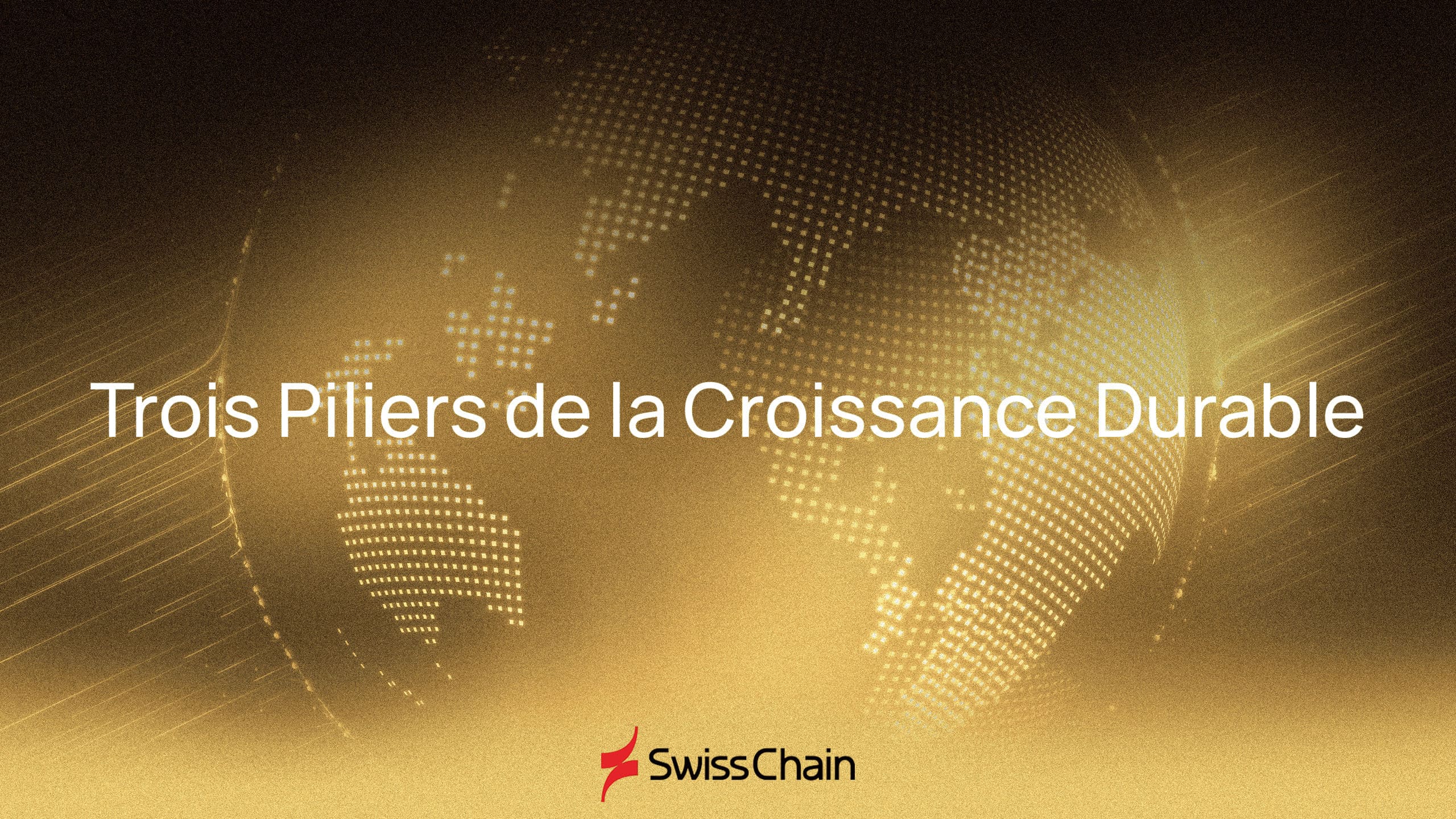 Swisschain logo et phrase sur fond or