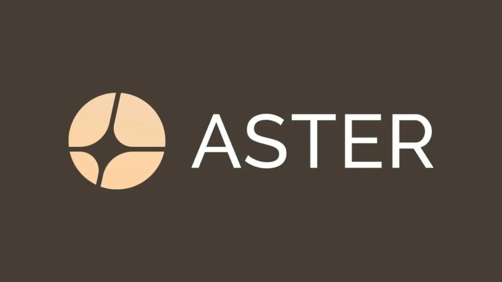 Une bannière avec le logo Aster et sa typo blanche sur un fond marron