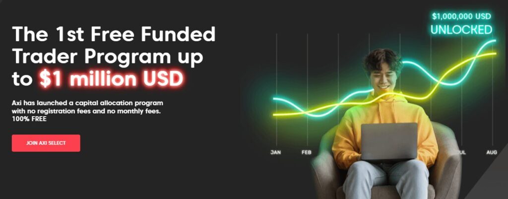 Une capture d'écran de la page d'accueil du site de Axi Select pour le programme à 1 million de dollars