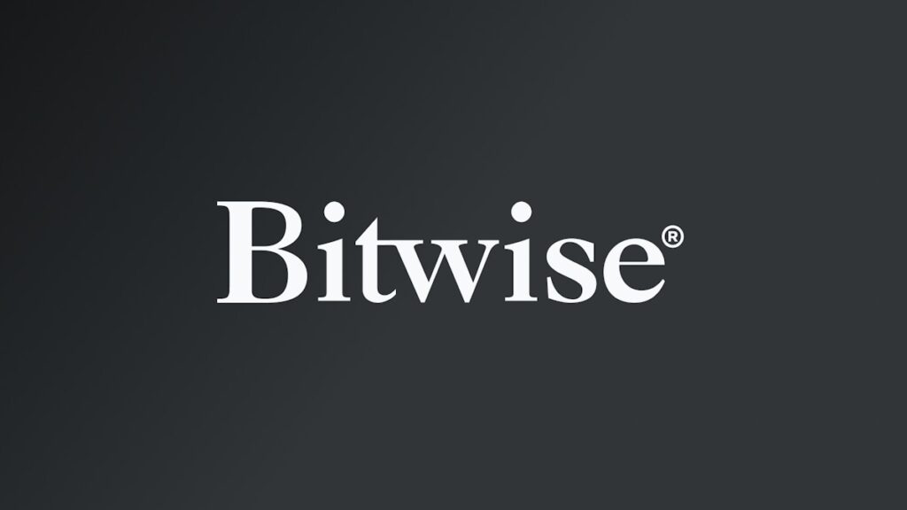 Le logo de Bitwise en blanc sur un fond gris