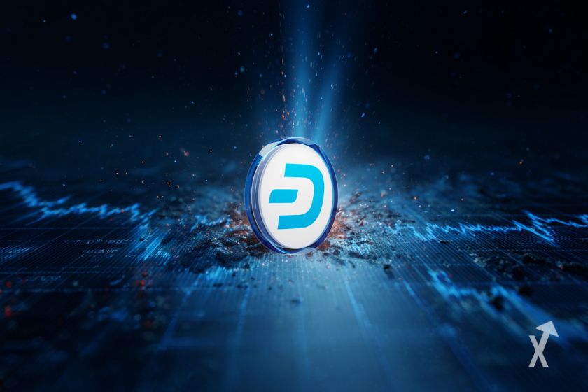 Le token Dash sur un graphique bleu explosé