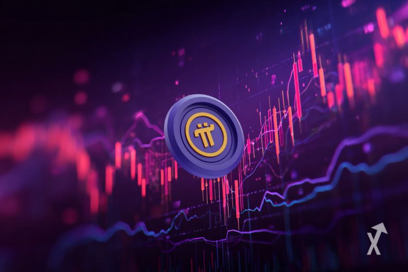 Le token Pi Network sur un graphique 3D en violet