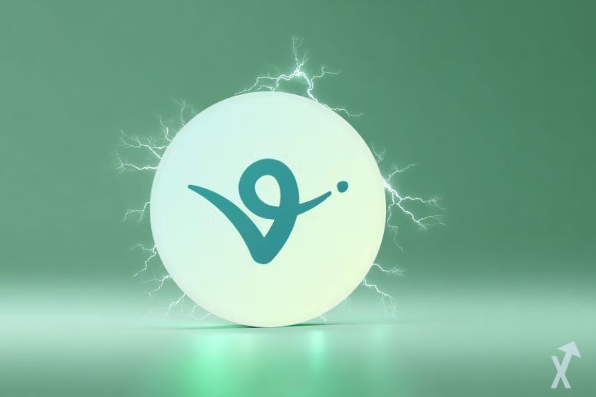 logo virtual protocol avec de l'électricité autour sur fond vert