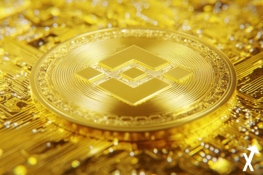 bnb coin binance jaune gold sur fond blockchain crypto